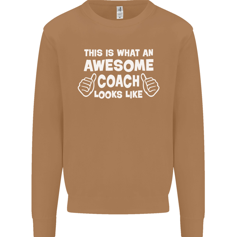 Awesome Coach Rugby Football Tennis Mens Sweatshirt Jumper Caramel Latte