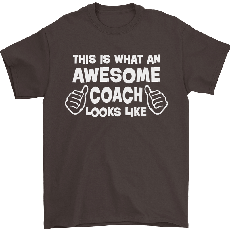 Awesome Coach Rugby Football Tennis Mens T-Shirt Cotton Gildan Dark Chocolate