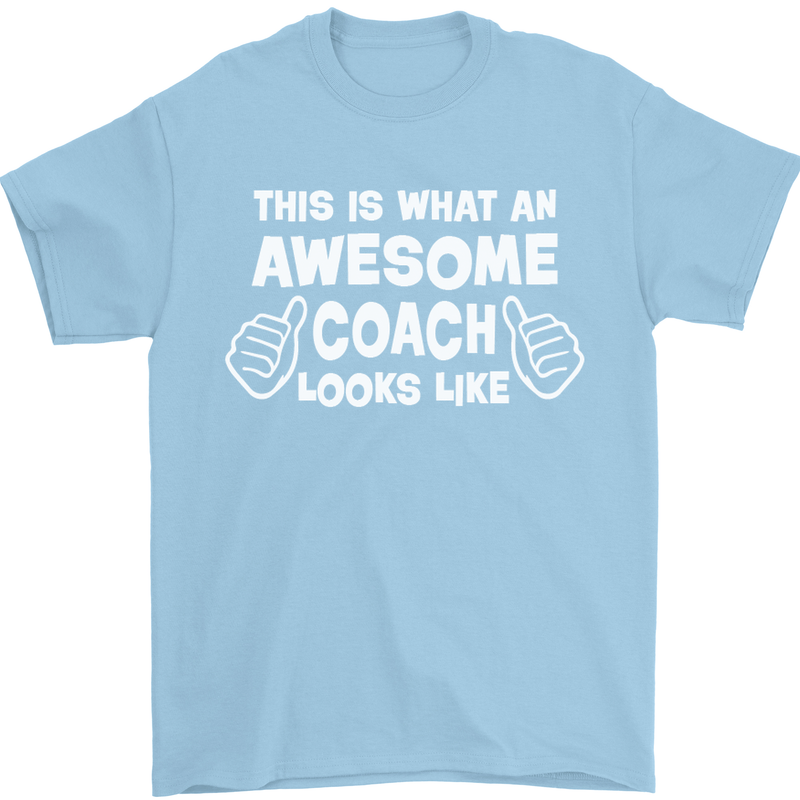 Awesome Coach Rugby Football Tennis Mens T-Shirt Cotton Gildan Light Blue