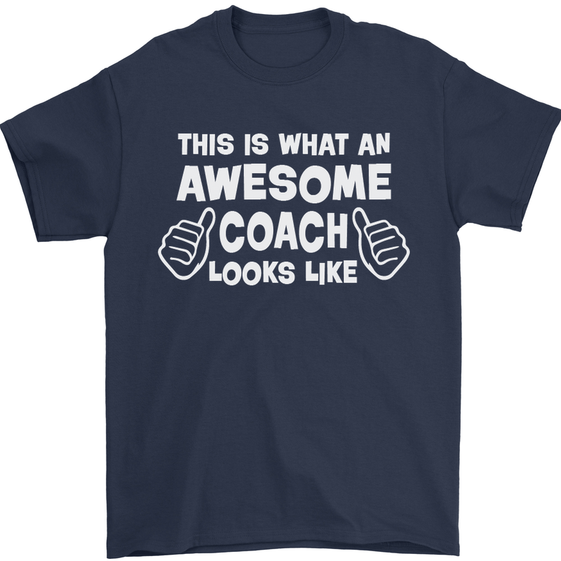 Awesome Coach Rugby Football Tennis Mens T-Shirt Cotton Gildan Navy Blue
