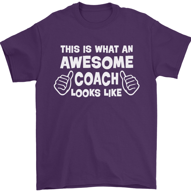Awesome Coach Rugby Football Tennis Mens T-Shirt Cotton Gildan Purple