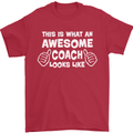 Awesome Coach Rugby Football Tennis Mens T-Shirt Cotton Gildan Red