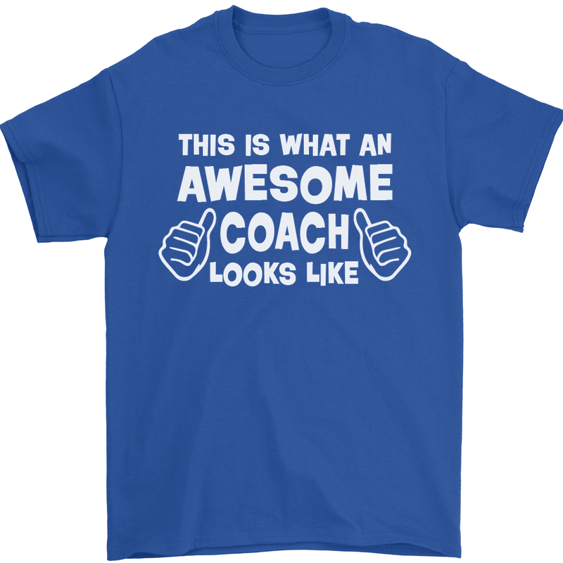 Awesome Coach Rugby Football Tennis Mens T-Shirt Cotton Gildan Royal Blue