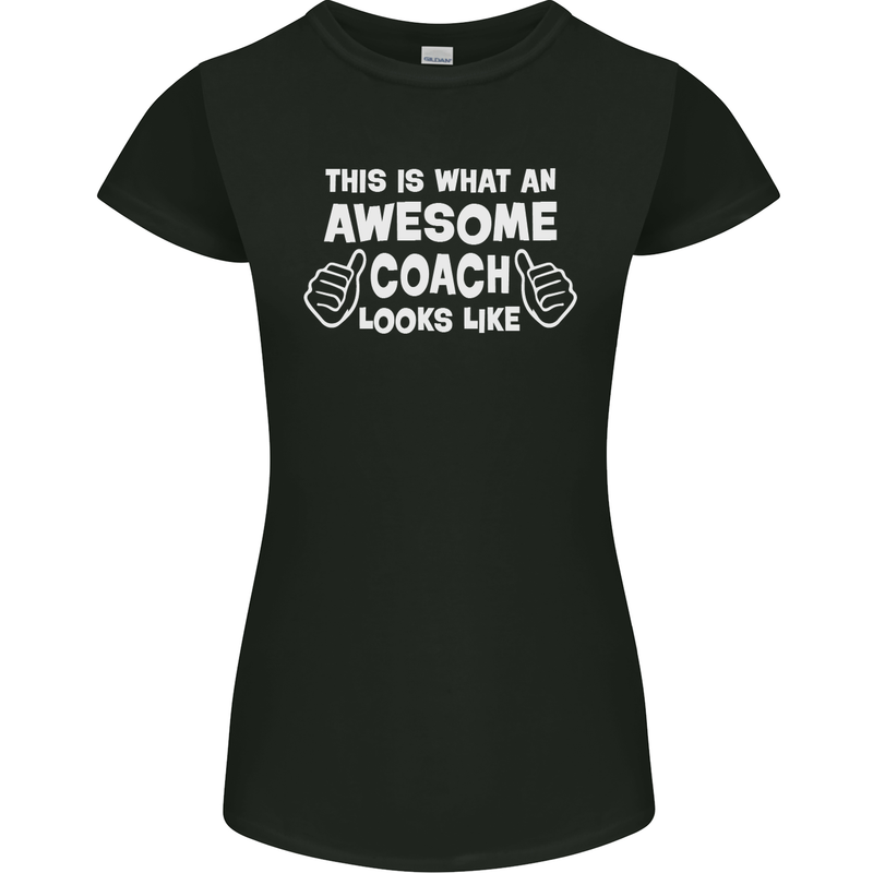 Awesome Coach Rugby Football Tennis Womens Petite Cut T-Shirt Black