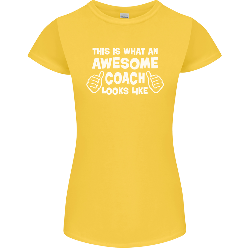 Awesome Coach Rugby Football Tennis Womens Petite Cut T-Shirt Yellow
