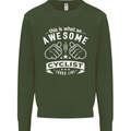Awesome Cyclist Looks Like This Cycling Kids Sweatshirt Jumper Forest Green