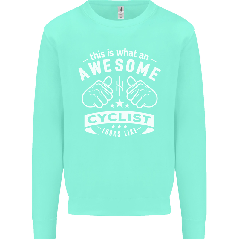 Awesome Cyclist Looks Like This Cycling Kids Sweatshirt Jumper Peppermint