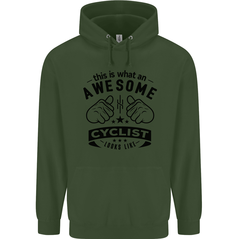 Awesome Cyclist Looks Like This Cycling Mens 80% Cotton Hoodie Forest Green