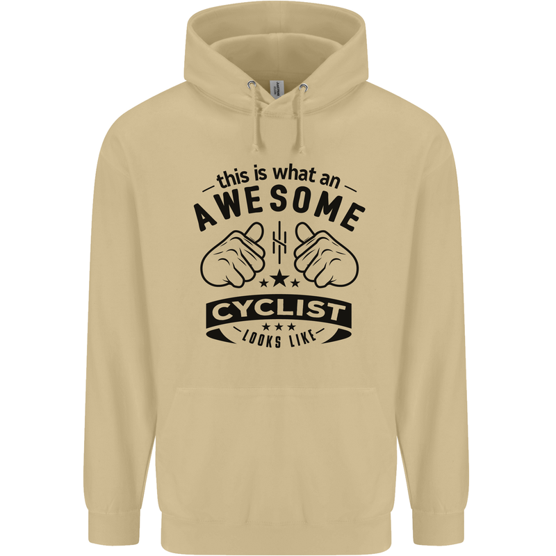 Awesome Cyclist Looks Like This Cycling Mens 80% Cotton Hoodie Sand