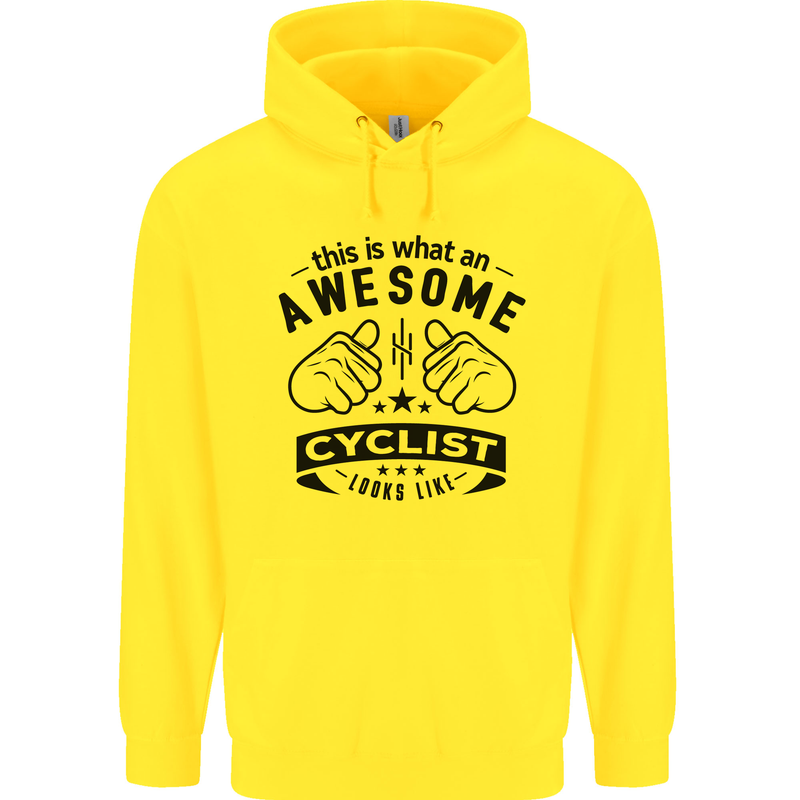 Awesome Cyclist Looks Like This Cycling Mens 80% Cotton Hoodie Yellow