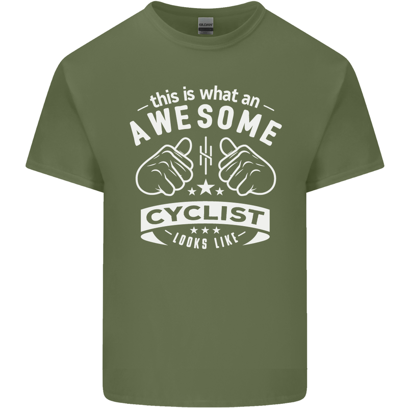 Awesome Cyclist Looks Like This Cycling Mens Cotton T-Shirt Tee Top Military Green