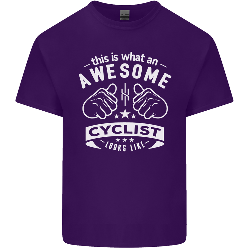 Awesome Cyclist Looks Like This Cycling Mens Cotton T-Shirt Tee Top Purple