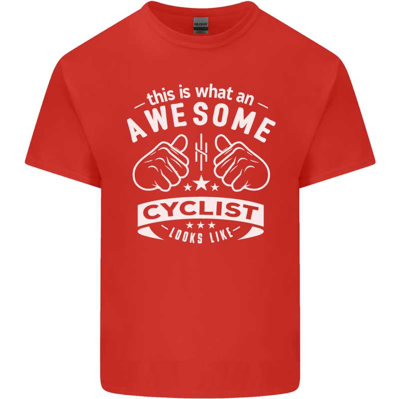 Awesome Cyclist Looks Like This Cycling Mens Cotton T-Shirt Tee Top Red