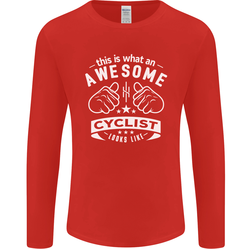 Awesome Cyclist Looks Like This Cycling Mens Long Sleeve T-Shirt Red