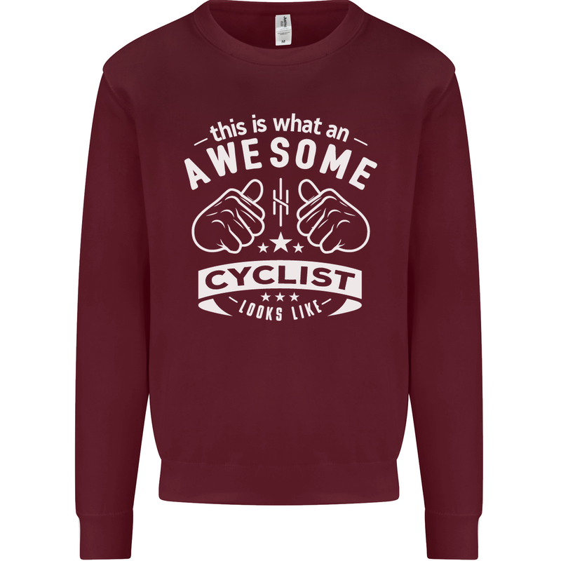 Awesome Cyclist Looks Like This Cycling Mens Sweatshirt Jumper Maroon