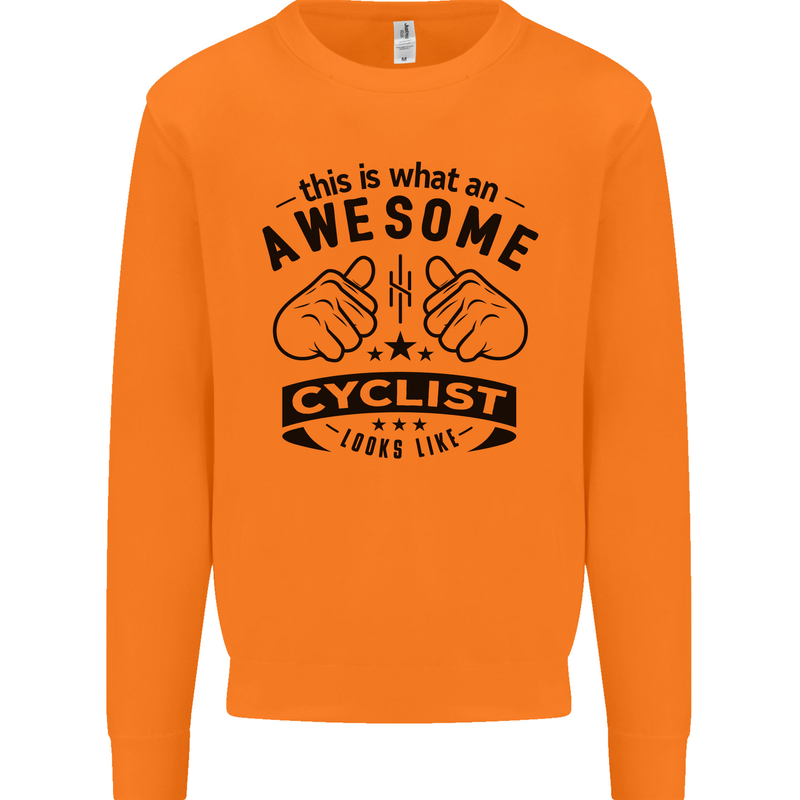 Awesome Cyclist Looks Like This Cycling Mens Sweatshirt Jumper Orange