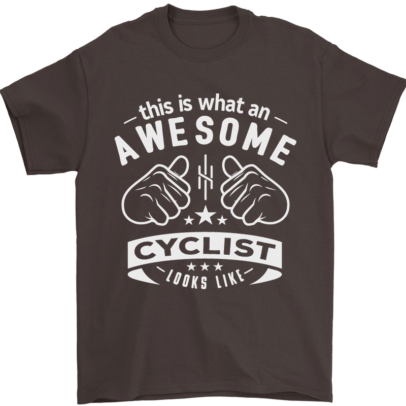 Awesome Cyclist Looks Like This Cycling Mens T-Shirt Cotton Gildan Dark Chocolate