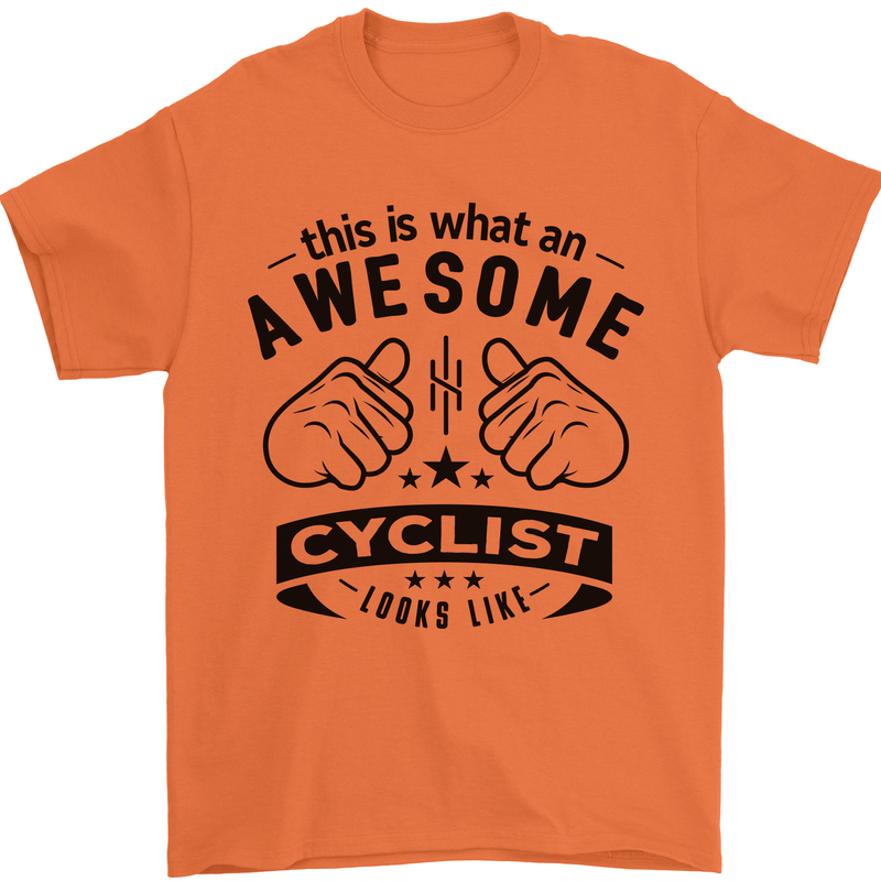 Awesome Cyclist Looks Like This Cycling Mens T-Shirt Cotton Gildan Orange