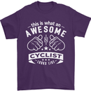 Awesome Cyclist Looks Like This Cycling Mens T-Shirt Cotton Gildan Purple