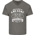 Awesome Cyclist Looks Like This Cycling Mens V-Neck Cotton T-Shirt Charcoal