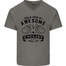 Awesome Cyclist Looks Like This Cycling Mens V-Neck Cotton T-Shirt Charcoal