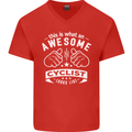 Awesome Cyclist Looks Like This Cycling Mens V-Neck Cotton T-Shirt Red