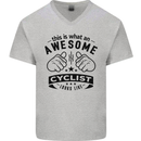 Awesome Cyclist Looks Like This Cycling Mens V-Neck Cotton T-Shirt Sports Grey