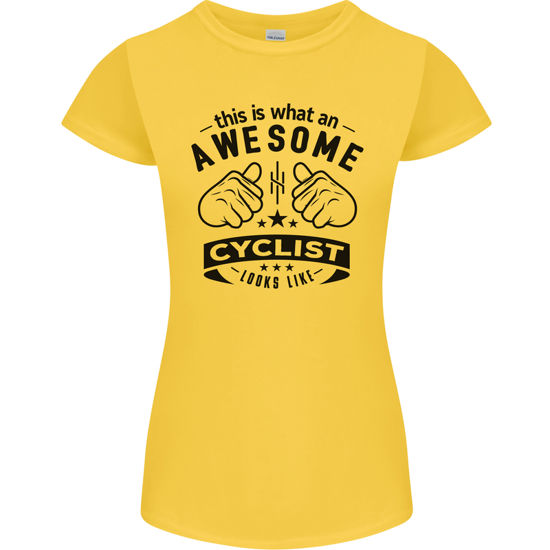 Awesome Cyclist Looks Like This Cycling Womens Petite Cut T-Shirt Yellow