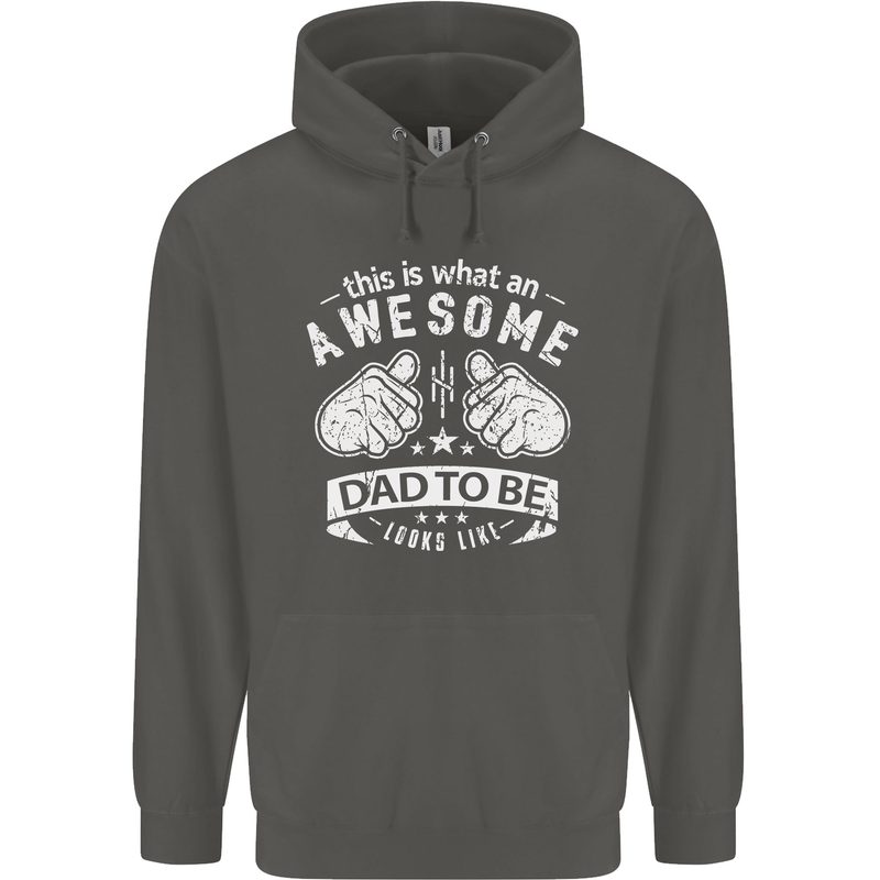 Awesome Dad to Be Looks New Dad Daddy Childrens Kids Hoodie Storm Grey