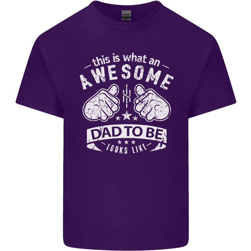 Awesome Dad to Be Looks New Dad Daddy Mens Cotton T-Shirt Tee Top Purple