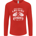 Awesome Dad to Be Looks New Dad Daddy Mens Long Sleeve T-Shirt Red