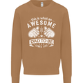 Awesome Dad to Be Looks New Dad Daddy Mens Sweatshirt Jumper Caramel Latte
