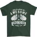 Awesome Dad to Be Looks New Dad Daddy Mens T-Shirt Cotton Gildan Forest Green