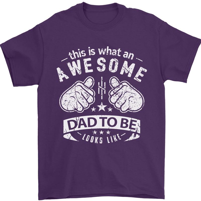 Awesome Dad to Be Looks New Dad Daddy Mens T-Shirt Cotton Gildan Purple