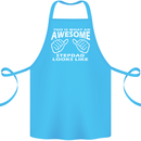 Awesome Stepdad Funny Father's Day Step Dad Cotton Apron 100% Organic Turquoise