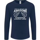 Awesome Stepdad Funny Father's Day Step Dad Mens Long Sleeve T-Shirt Navy Blue
