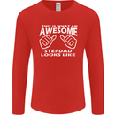 Awesome Stepdad Funny Father's Day Step Dad Mens Long Sleeve T-Shirt Red