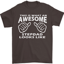 Awesome Stepdad Funny Father's Day Step Dad Mens T-Shirt Cotton Gildan Dark Chocolate