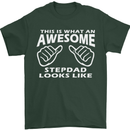 Awesome Stepdad Funny Father's Day Step Dad Mens T-Shirt Cotton Gildan Forest Green