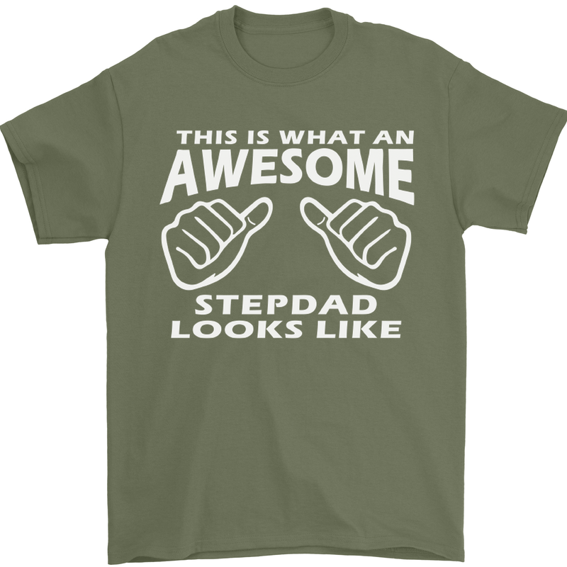 Awesome Stepdad Funny Father's Day Step Dad Mens T-Shirt Cotton Gildan Military Green
