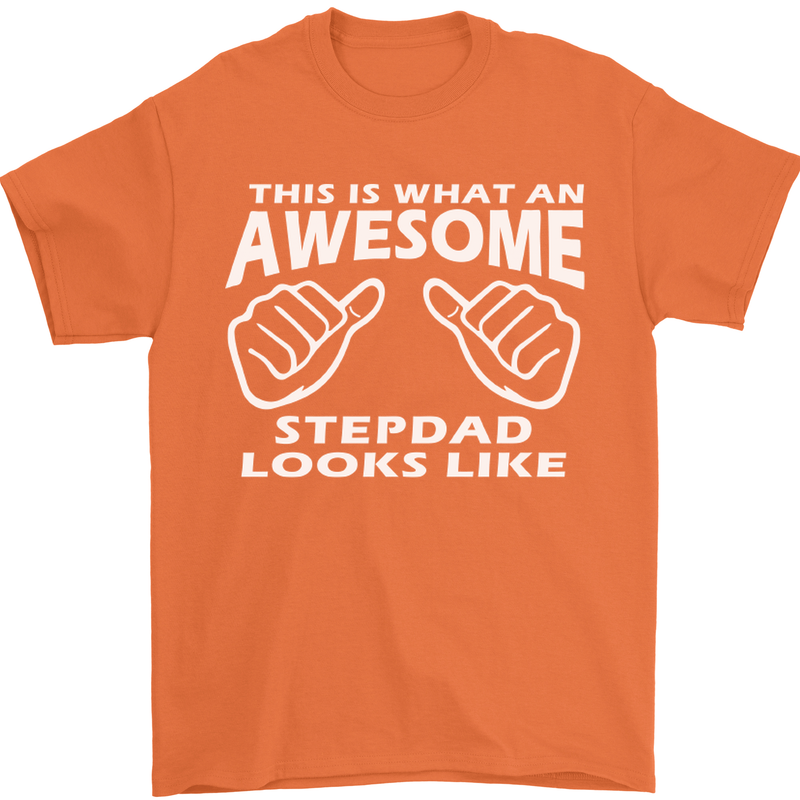 Awesome Stepdad Funny Father's Day Step Dad Mens T-Shirt Cotton Gildan Orange