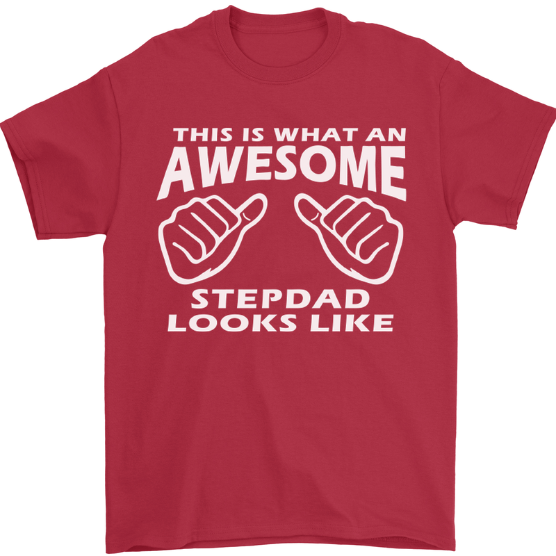 Awesome Stepdad Funny Father's Day Step Dad Mens T-Shirt Cotton Gildan Red