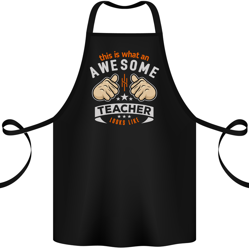 Awesome Teacher Looks Like Teaching Funny Cotton Apron 100% Organic Black