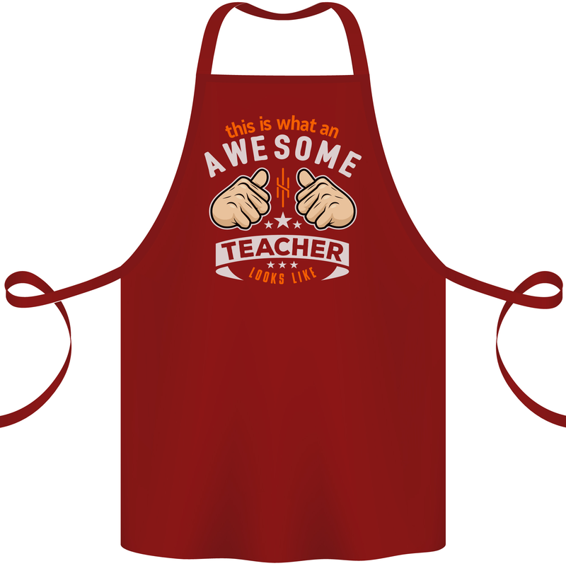 Awesome Teacher Looks Like Teaching Funny Cotton Apron 100% Organic Maroon