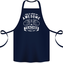 Awesome Teacher Looks Like Teaching Funny Cotton Apron 100% Organic Navy Blue
