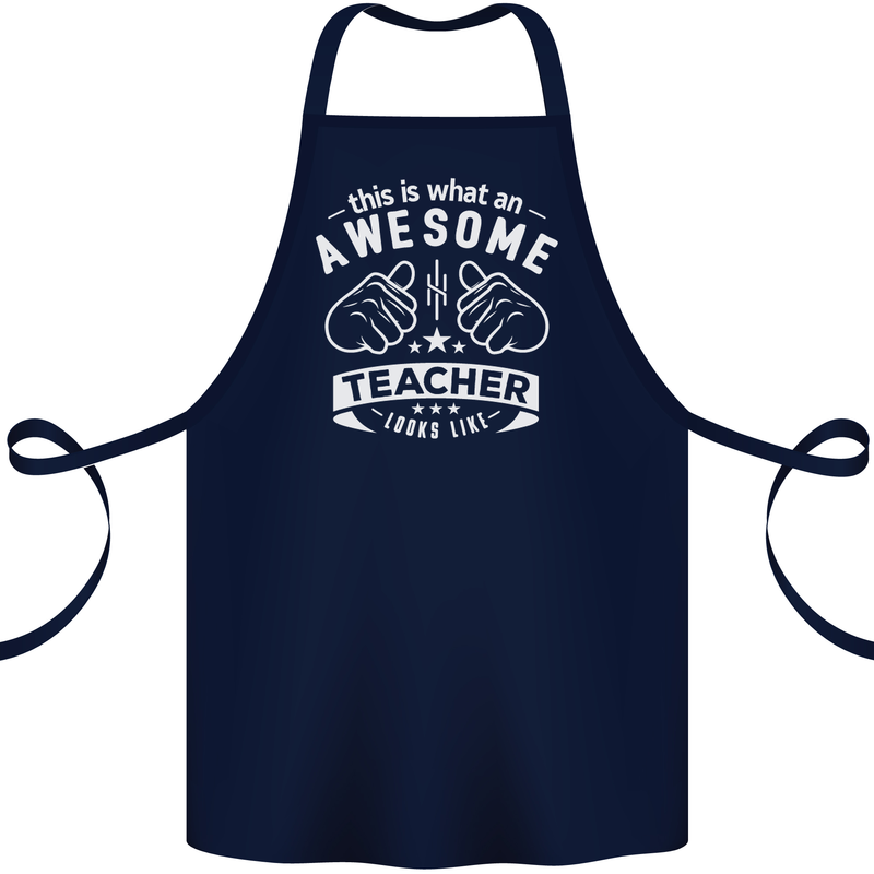 Awesome Teacher Looks Like Teaching Funny Cotton Apron 100% Organic Navy Blue