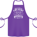 Awesome Teacher Looks Like Teaching Funny Cotton Apron 100% Organic Purple
