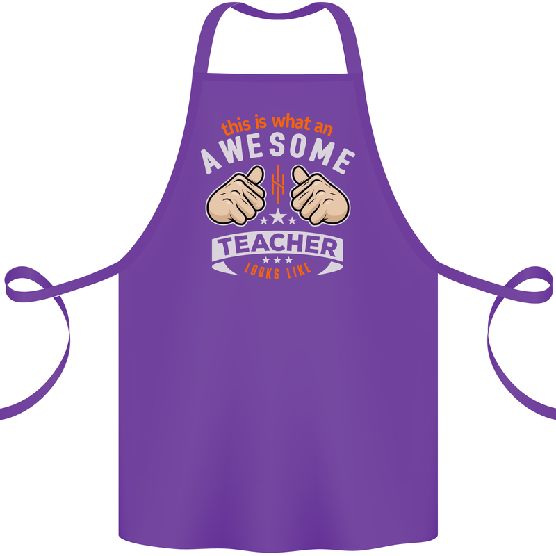 Awesome Teacher Looks Like Teaching Funny Cotton Apron 100% Organic Purple