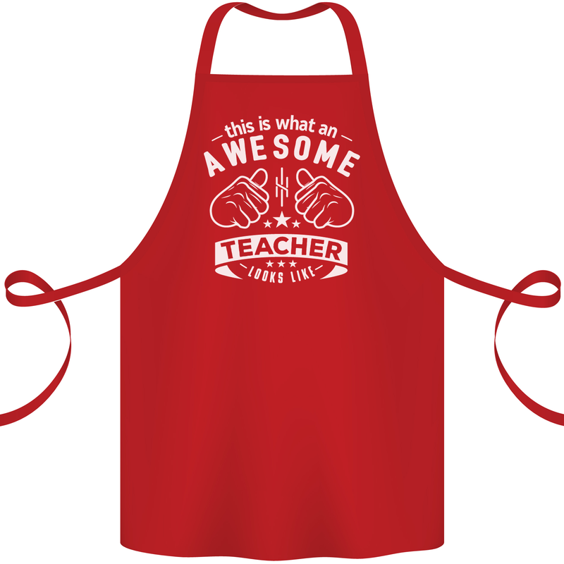 Awesome Teacher Looks Like Teaching Funny Cotton Apron 100% Organic Red