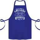 Awesome Teacher Looks Like Teaching Funny Cotton Apron 100% Organic Royal Blue